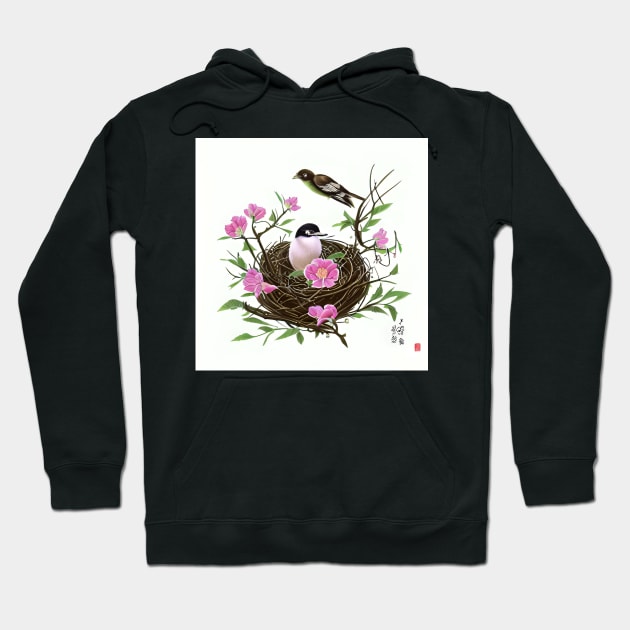 Birds splendor - drawn and colorful Hoodie by Greenbubble